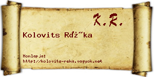 Kolovits Réka névjegykártya